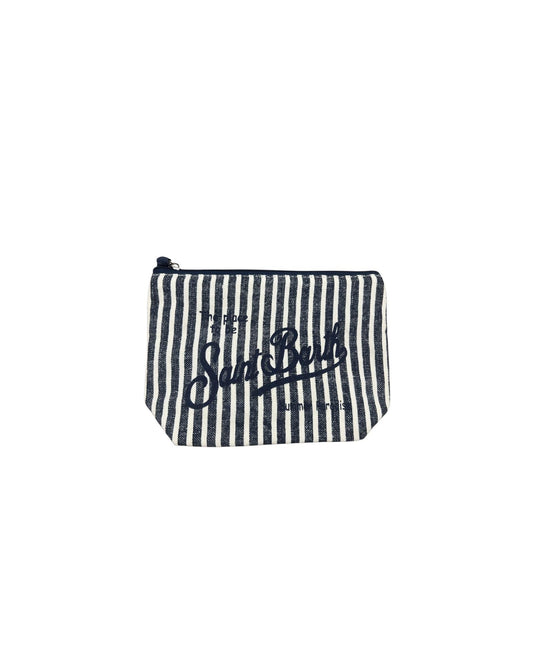 Pochette Aline in lino righe blu ALI0004 02414L MC2 SAINT BARTH 