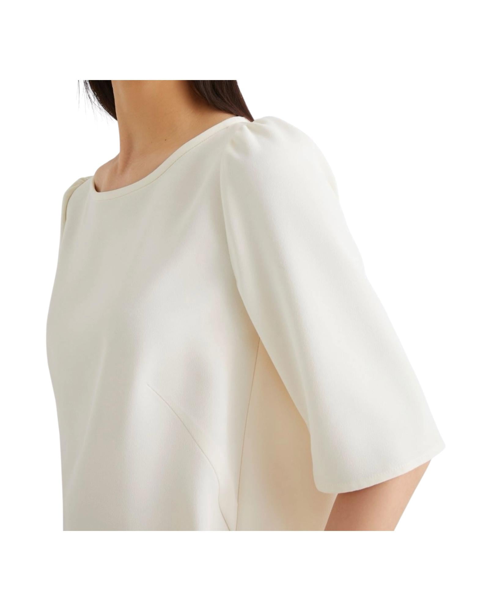 Blusa Vanessa in ever satin riciclato bianco lana. VANESSA 001 MARELLA 