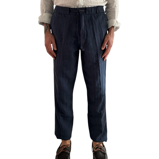 Pantalone misto lino Blue Navy AU25S31PA PA1432 NAVY BLUE Alley docks 