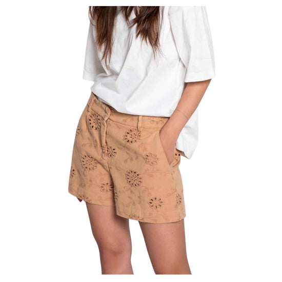 Short in cotone con ricami beige 26SD63 217 BEIGE WHITESAND 