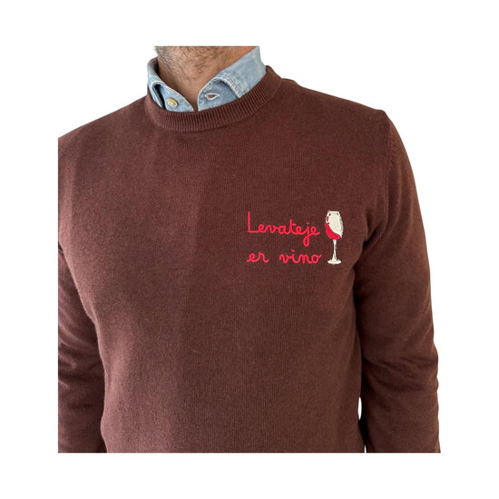 Maglione girocollo con ricamo Levateje er vino HER0024 03400I MC2 SAINT BARTH 