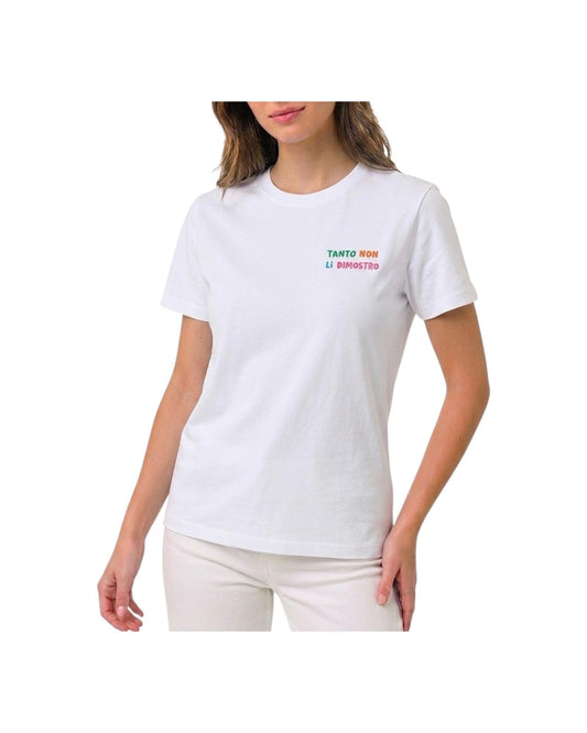 T-shirt in cotone con ricamo Tanto non li dimostro EMI0001 09631L MC2 SAINT BARTH 