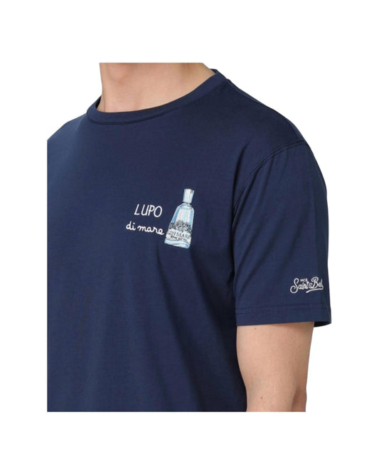 T-shirt in cotone con stampa e ricamo TSHM001 05438H MC2 SAINT BARTH 