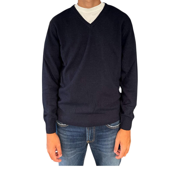 Maglione con scollo a V Blu navy 00G50130M 490 MONTECHIARO 