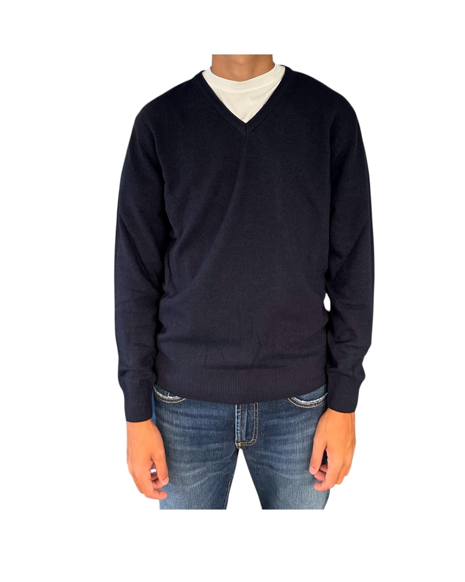 Maglione con scollo a V Blu navy 00G50130M 490 MONTECHIARO