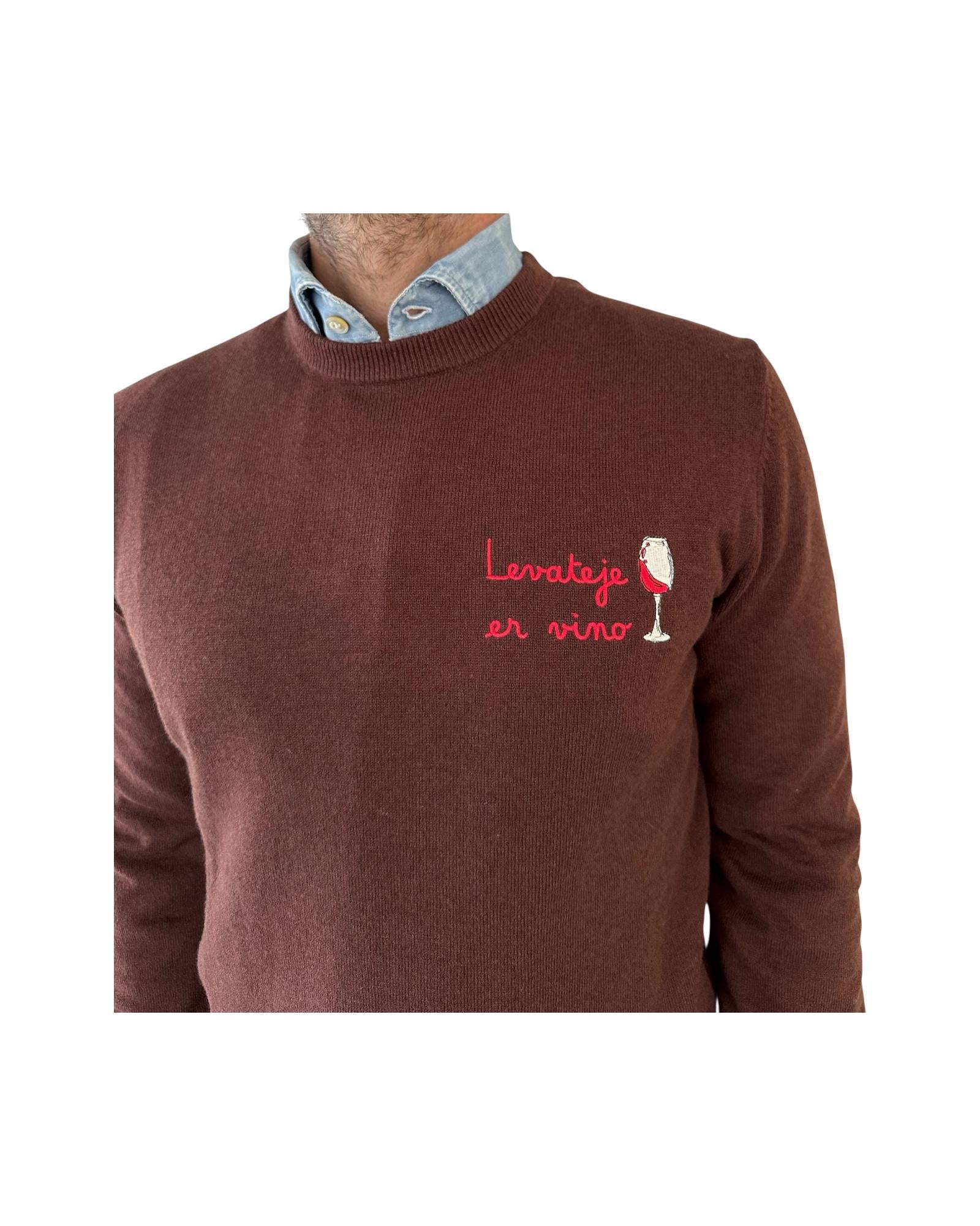 Maglione a girocollo con ricamo Levateje er vino HER0024 03400I MC2 SAINT BARTH 