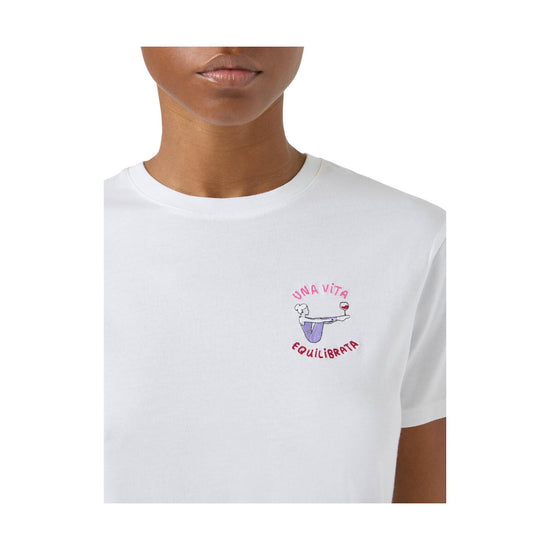 T-shirt Bianca con ricamo Una vita equilibrata EMI0001 09774L MC2 SAINT BARTH 