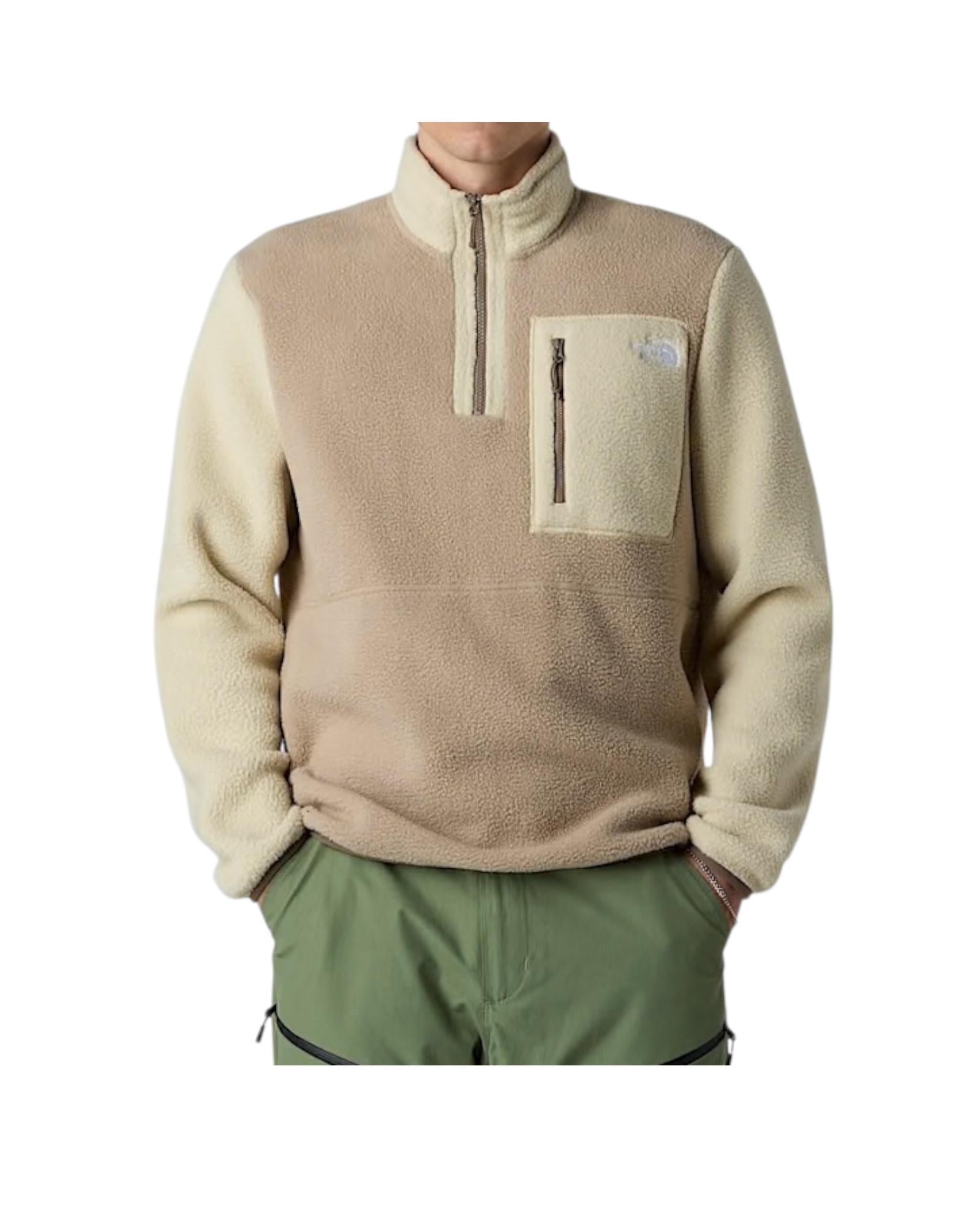 Giacca in pile Yumiori con cerniera a 1/4 NF0A883S MUSHROOM GREY THE NORTH FACE 