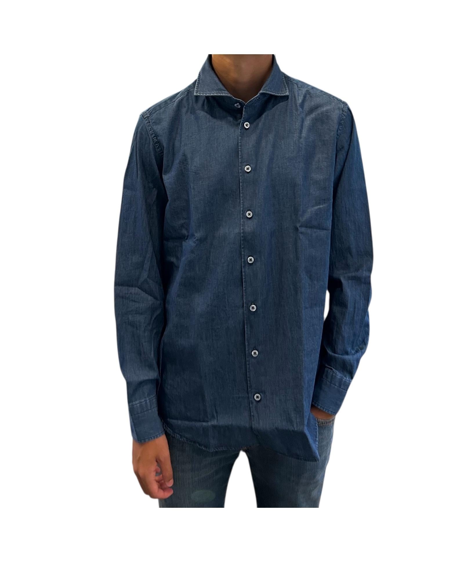 Camicia uomo in cotone Denim B4488 UNICO BASTONCINO 