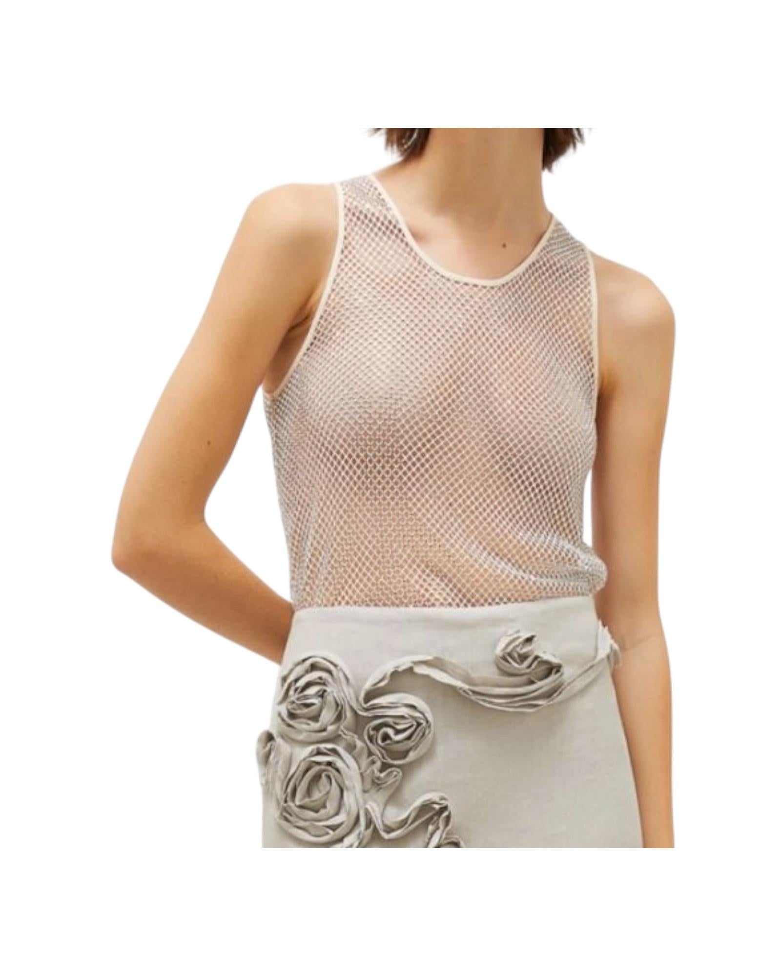 Top in rete Scoli con strass, bianco. SCOLI 001 MARELLA