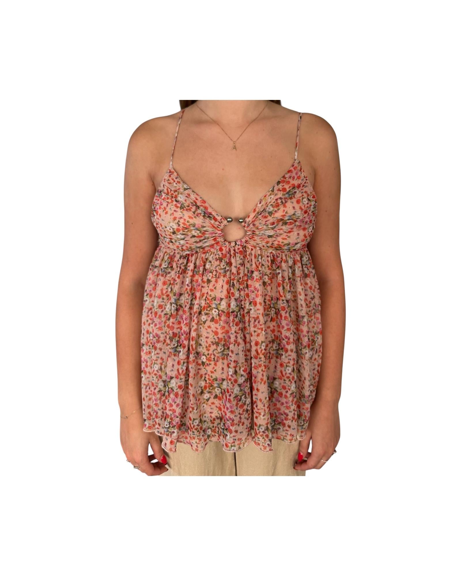 Top con fantasia floreale Pink