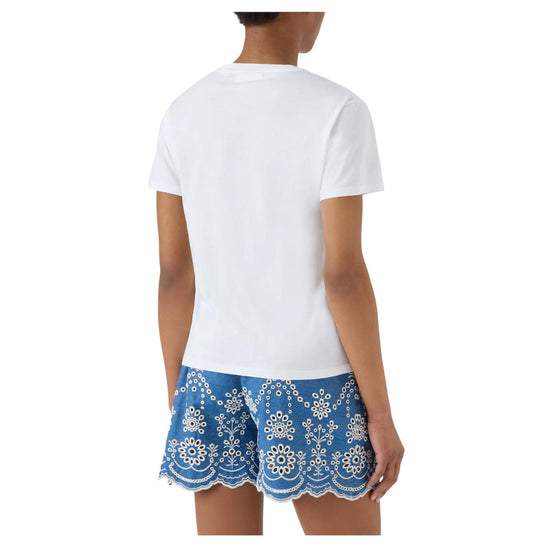 T-shirt Bianca con ricamo Una vita equilibrata EMI0001 09774L MC2 SAINT BARTH 