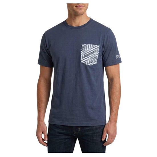 T-Shirt Blu in cotone con taschino BLA0001 04262L MC2 SAINT BARTH 