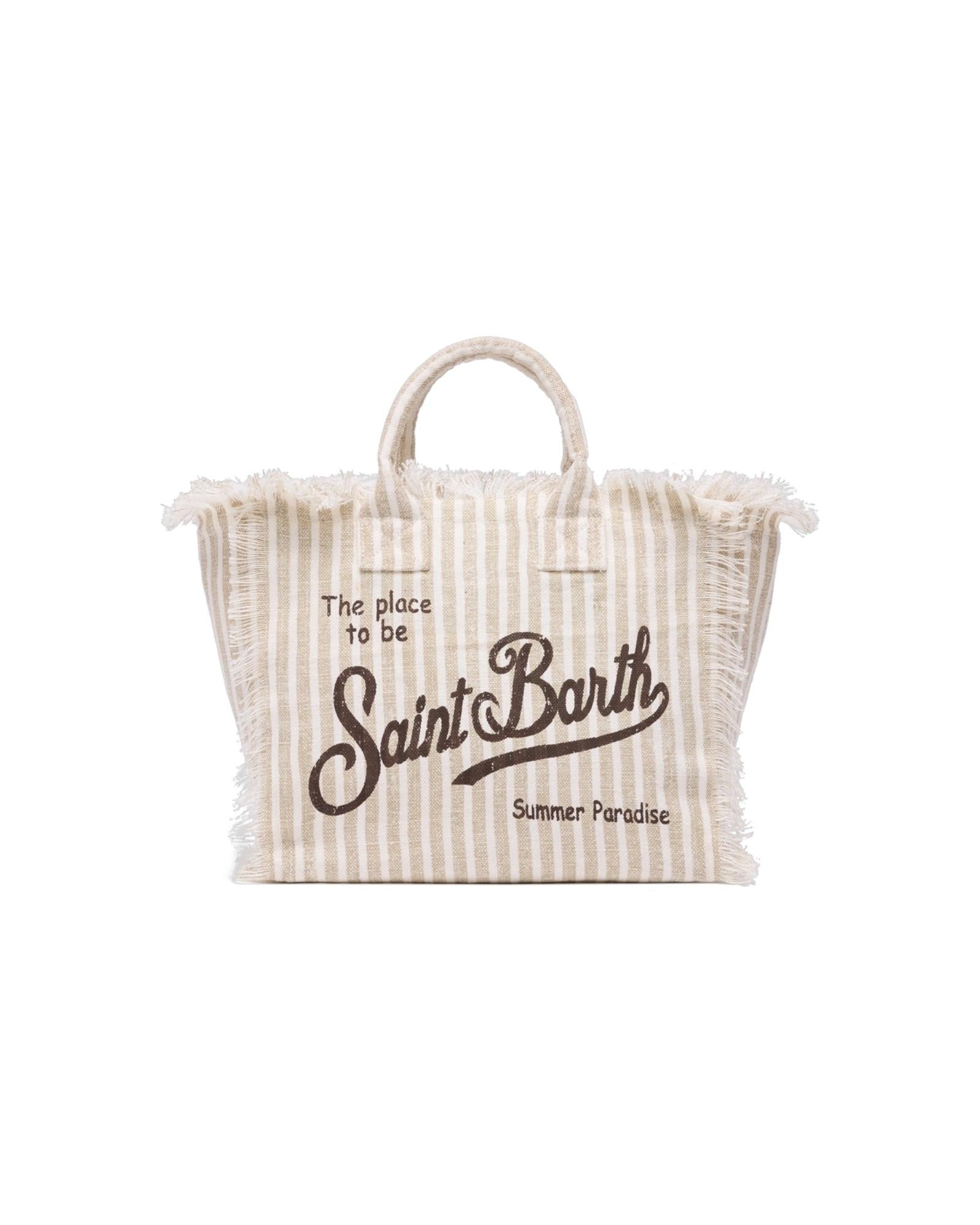 Borsa Colette in canvas di lino con stampa a righe COL0018 01922H MC2 SAINT BARTH 
