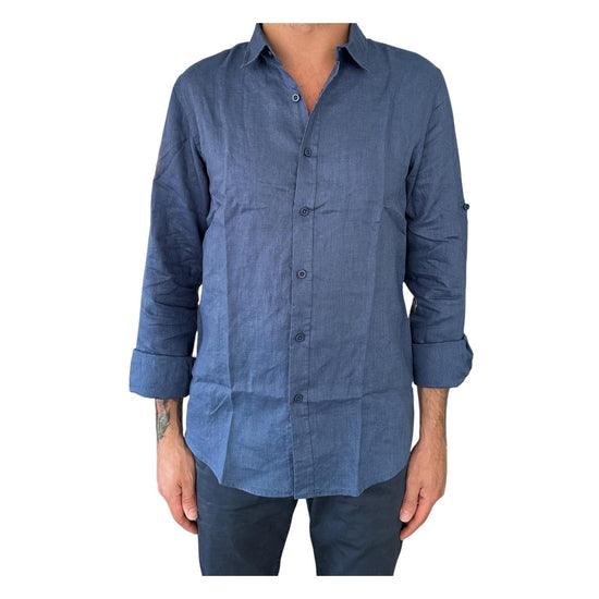 Camicia Uomo in lino Blue jeans CAMICIA LINO TINTA UNITA BLUE JEANS RE.VI.VAL 