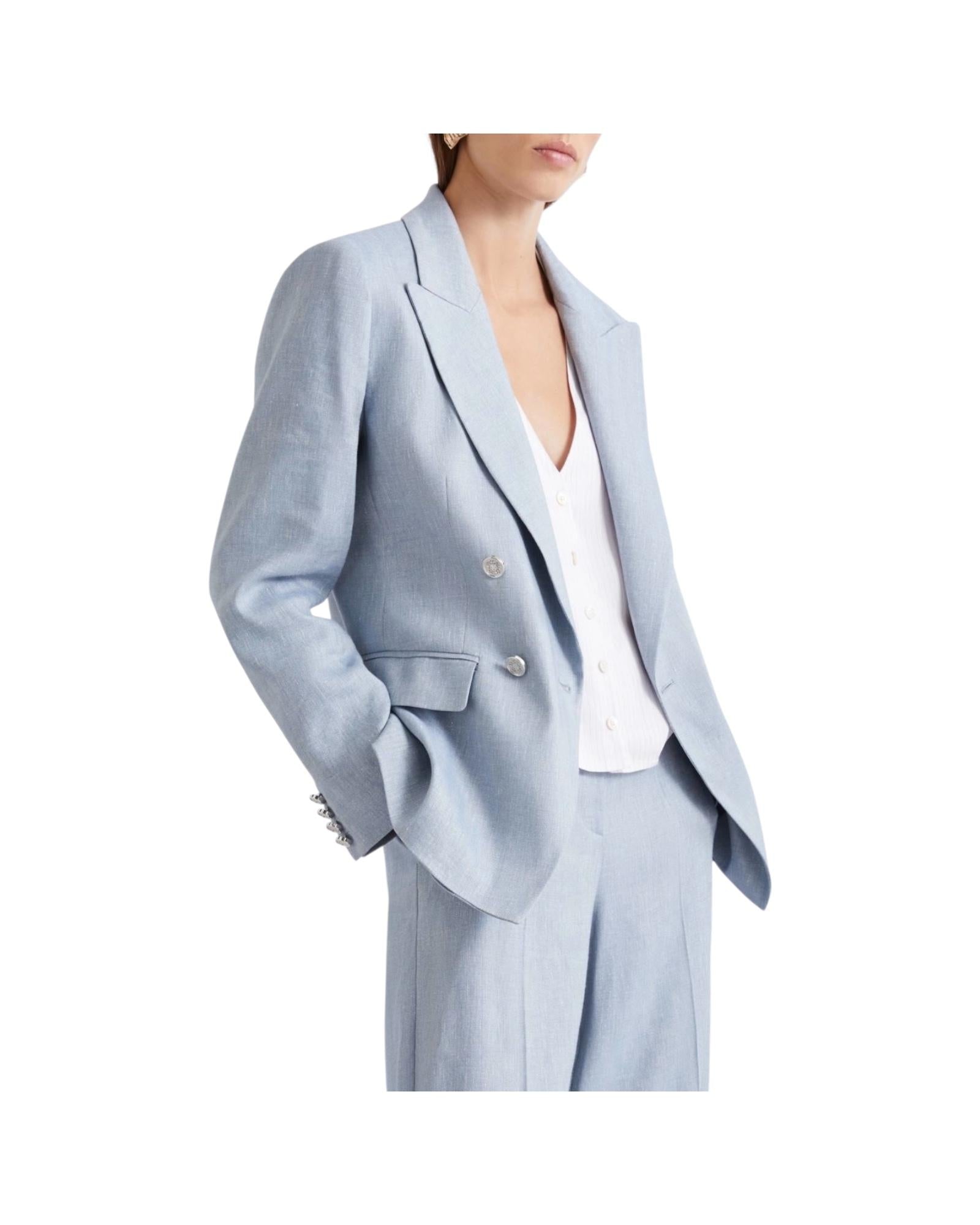 Blazer in chevron di misto lino Azzurro BUSSOLA 003 MARELLA 