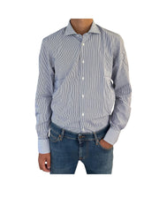 Camicia Uomo righe Bianco blu