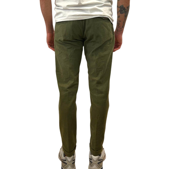 Pantalone Regent misto lino Military green 017 REGENT MISTO LINO OLD MILITARY GREEN MODFITTERS 