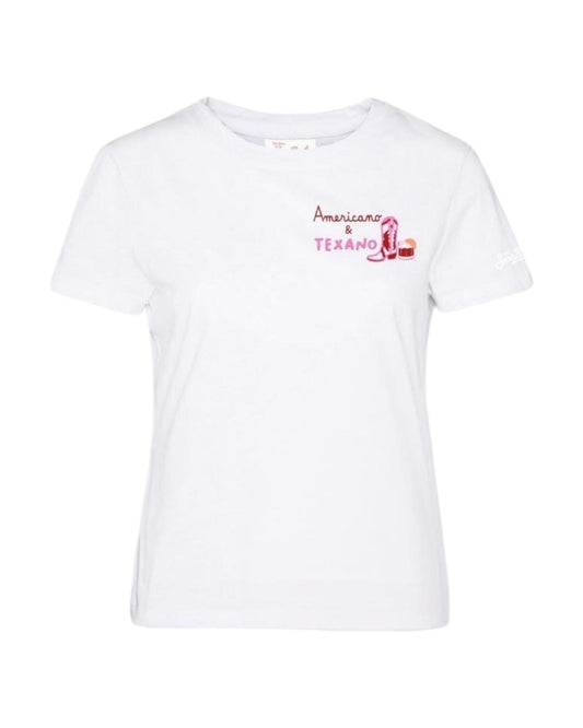 T-Shirt Emilie in cotone con ricamo Americano & Texano EMI0001 05987H MC2 SAINT BARTH 