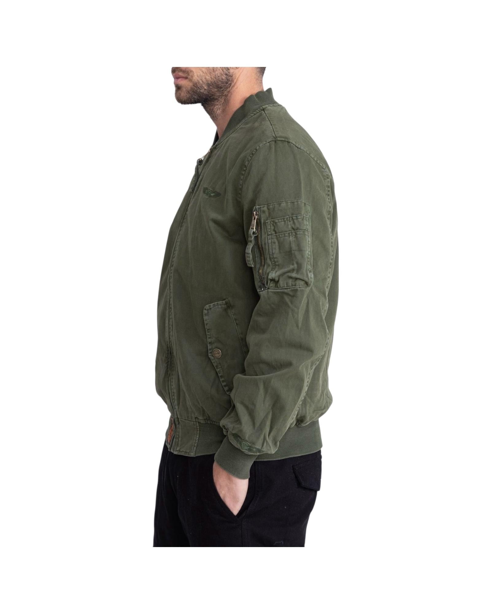 Bomber in canvas di cotone Kaki BMMACB6 KAKI BOMBERS ORIGINAL