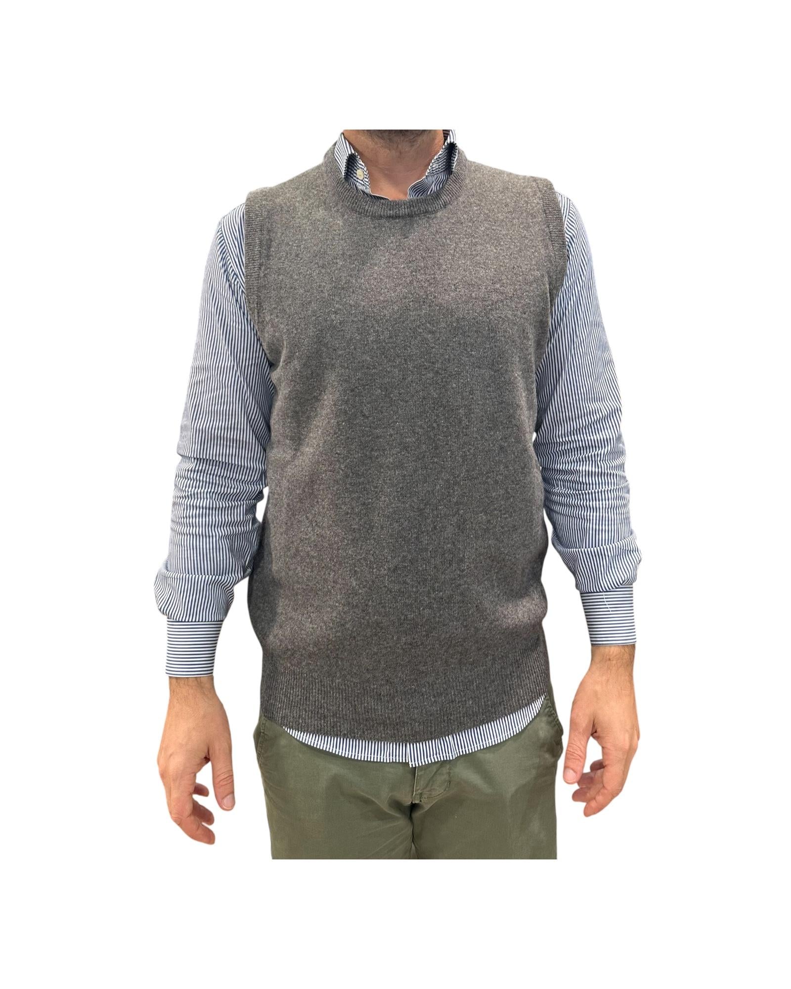 Gilet girocollo in lana Grigio scuro 15060 117 RETOIS 