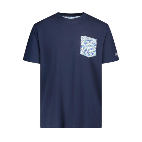 T-shirt Blu in cotone con taschino BLA0001 04229L MC2 SAINT BARTH 