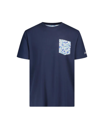 T-shirt Blu in cotone con taschino BLA0001 04229L MC2 SAINT BARTH 