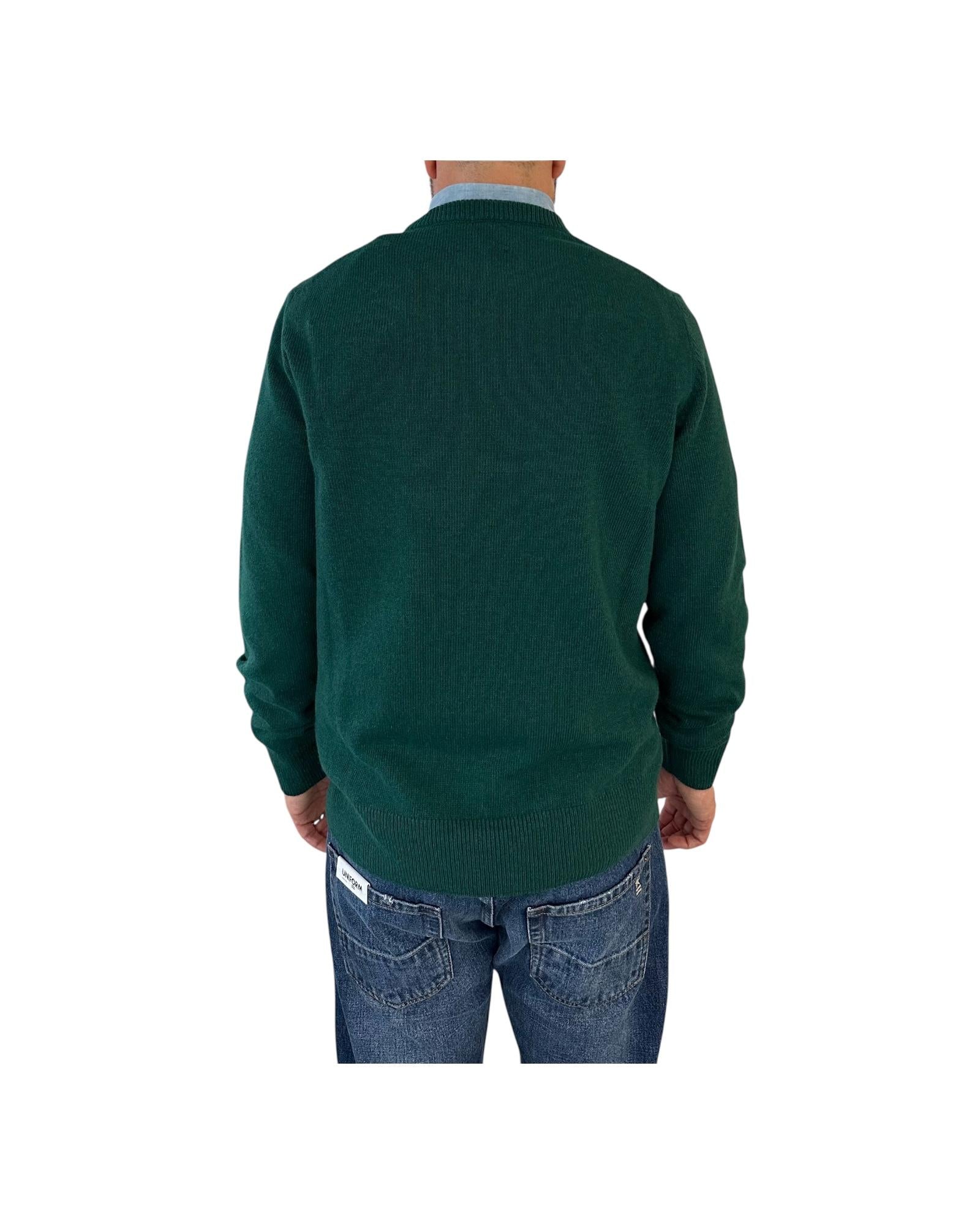 Maglione in misto cashmere con ricamo Vcanze di natale Verde HER0001 00004I MC2 SAINT BARTH 