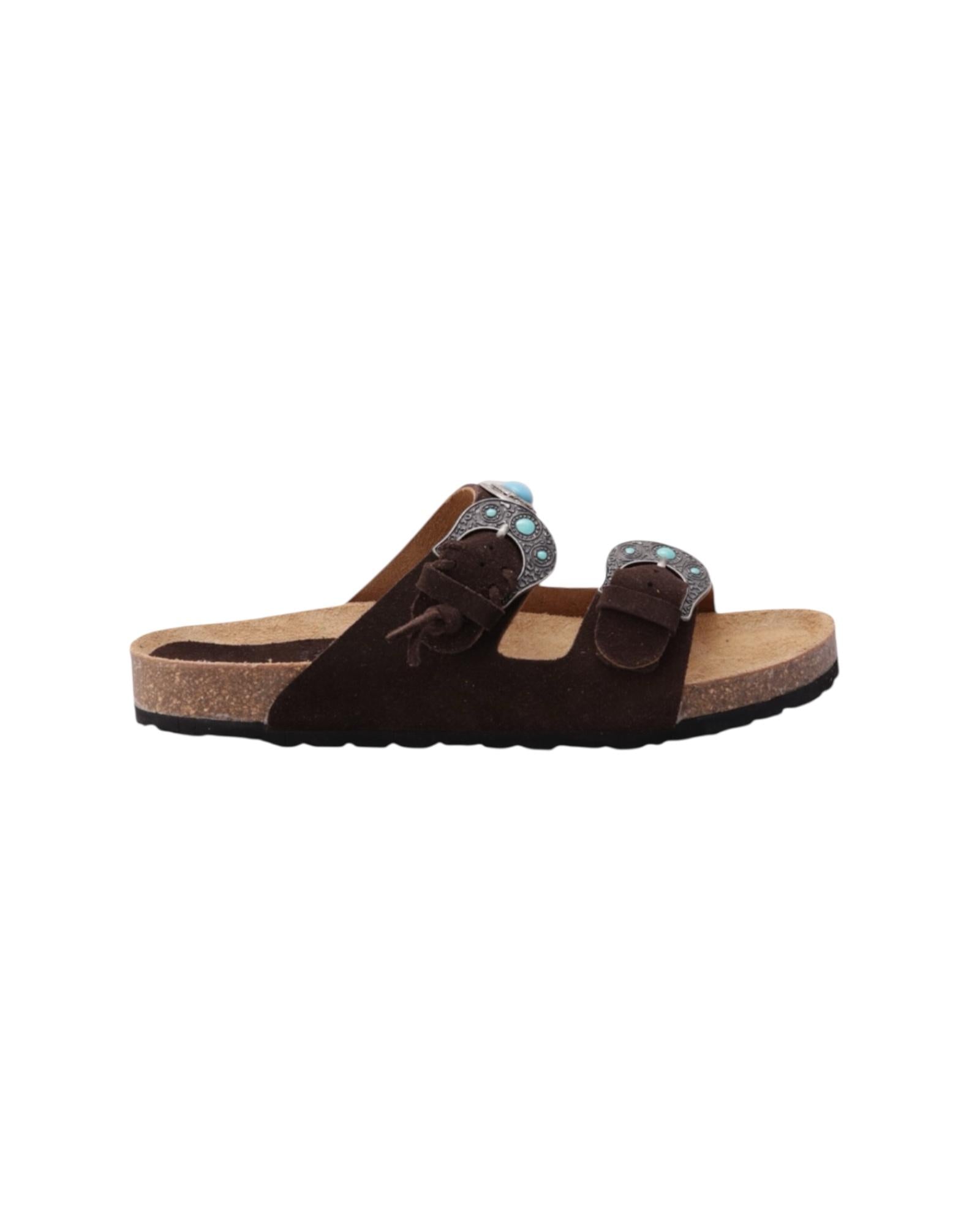 Sandalo Buckle Stone Suede Testa di moro BUCKLE STONE SUEDE TESTA DI MORO TAJI 