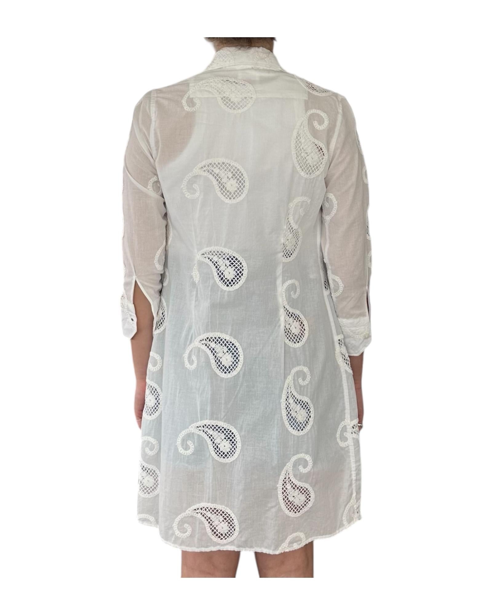 Camicione Pizzo San Gallo bianco D934 2 BASTONCINO 