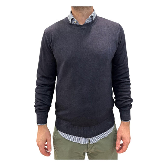 Maglia girocollo tinta in capo Blu 12200F 208 RETOIS 
