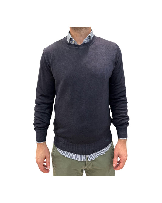 Maglia girocollo tinta in capo Blu 12200F 208 RETOIS 