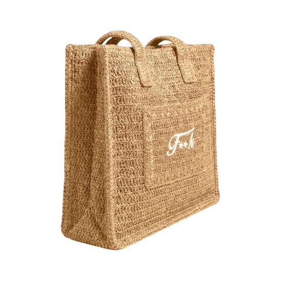 Shopping bag in rafia Beige SW0001 BEIGE F**K 