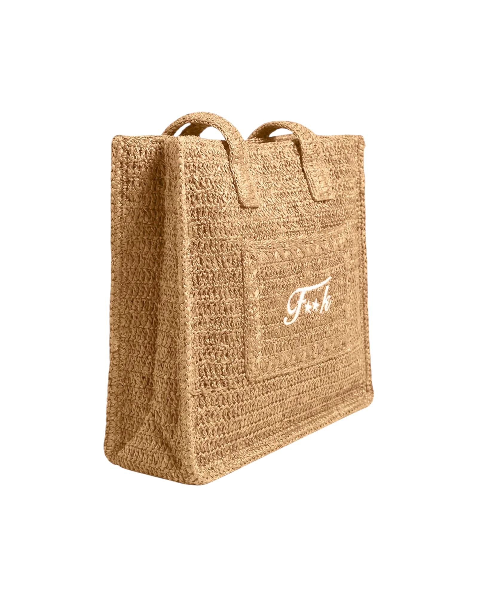 Shopping bag in rafia Beige SW0001 BEIGE F**K 
