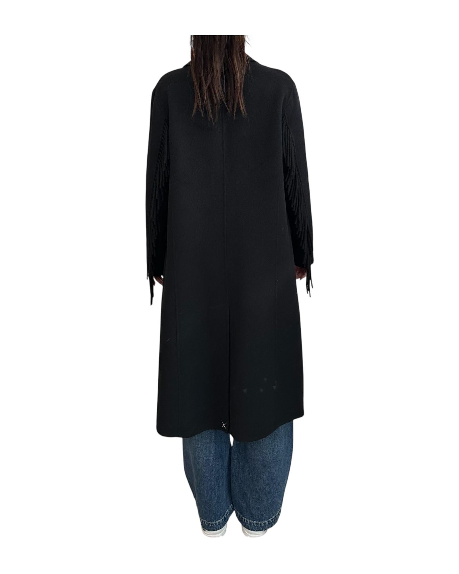 Cappotto doppio petto con frange Nero SI306 0014 Since're Paris 