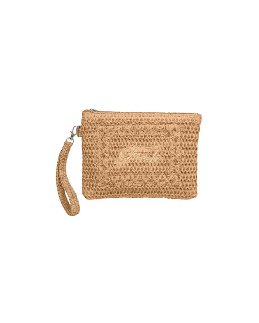 Pochette in rafia Beige SW0007 BEIGE F**K 
