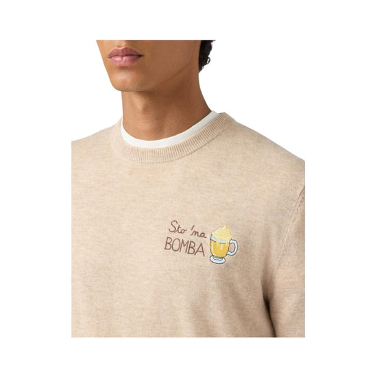 Maglione girocollo con ricamo Sto na bomba HER0024 03499I MC2 SAINT BARTH 