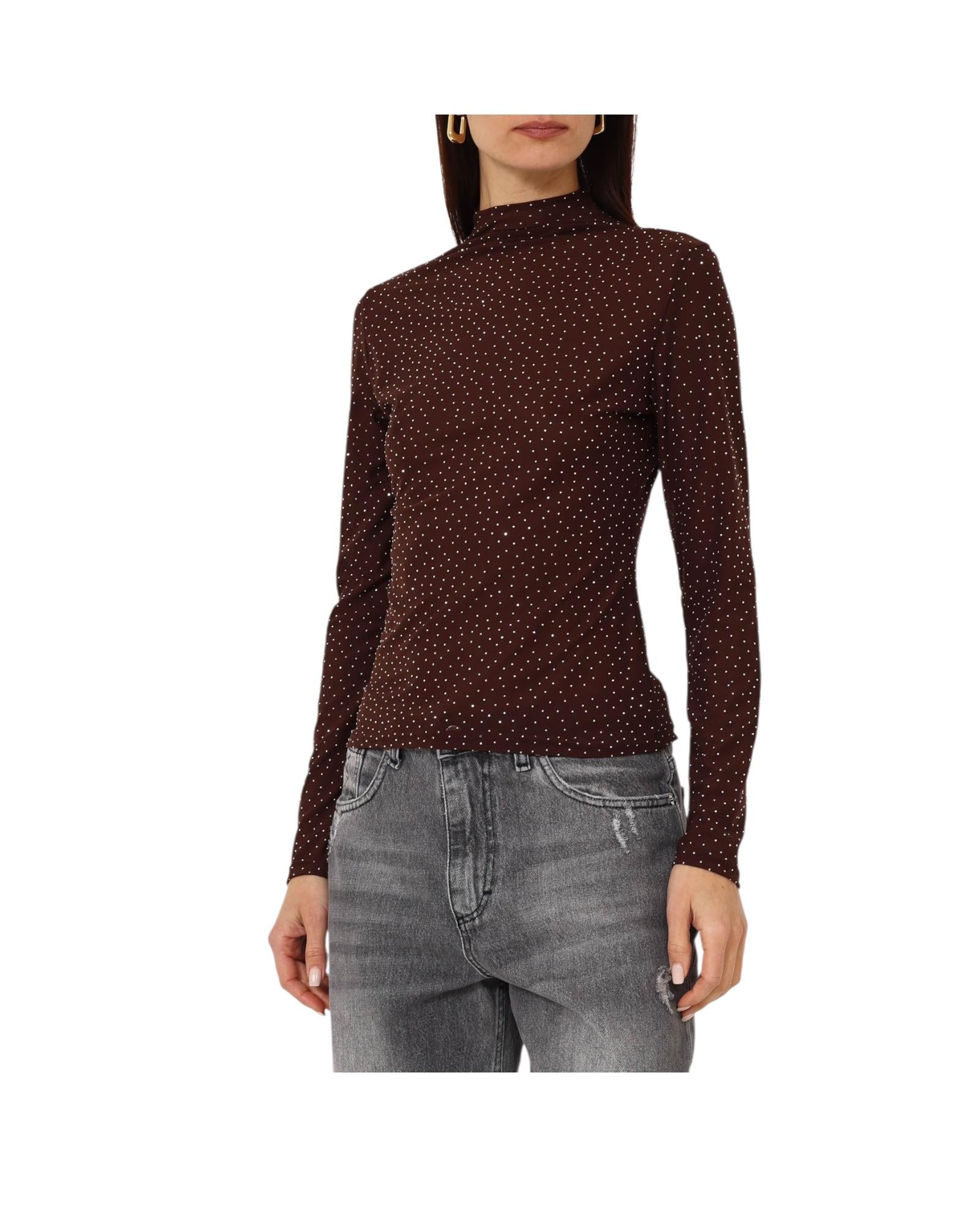 Maglia con strass Marrone D01E0998 MARRONE Philia loft 