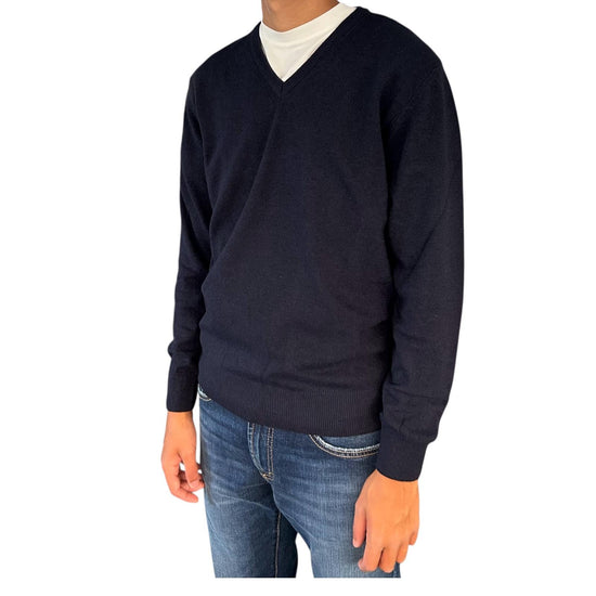 Maglione con scollo a V Blu navy 00G50130M 490 MONTECHIARO 