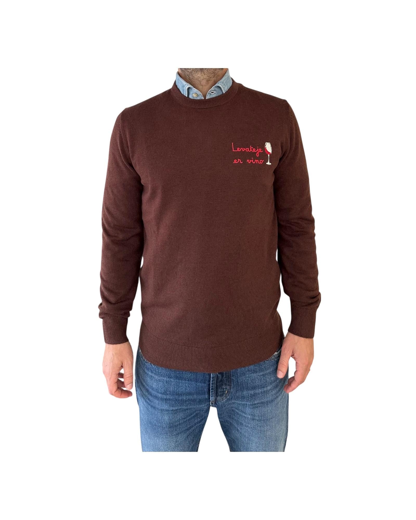 Maglione girocollo con ricamo Levateje er vino HER0024 03400I MC2 SAINT BARTH 