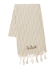 Fouta classico a nido d'ape con righe bianco beige