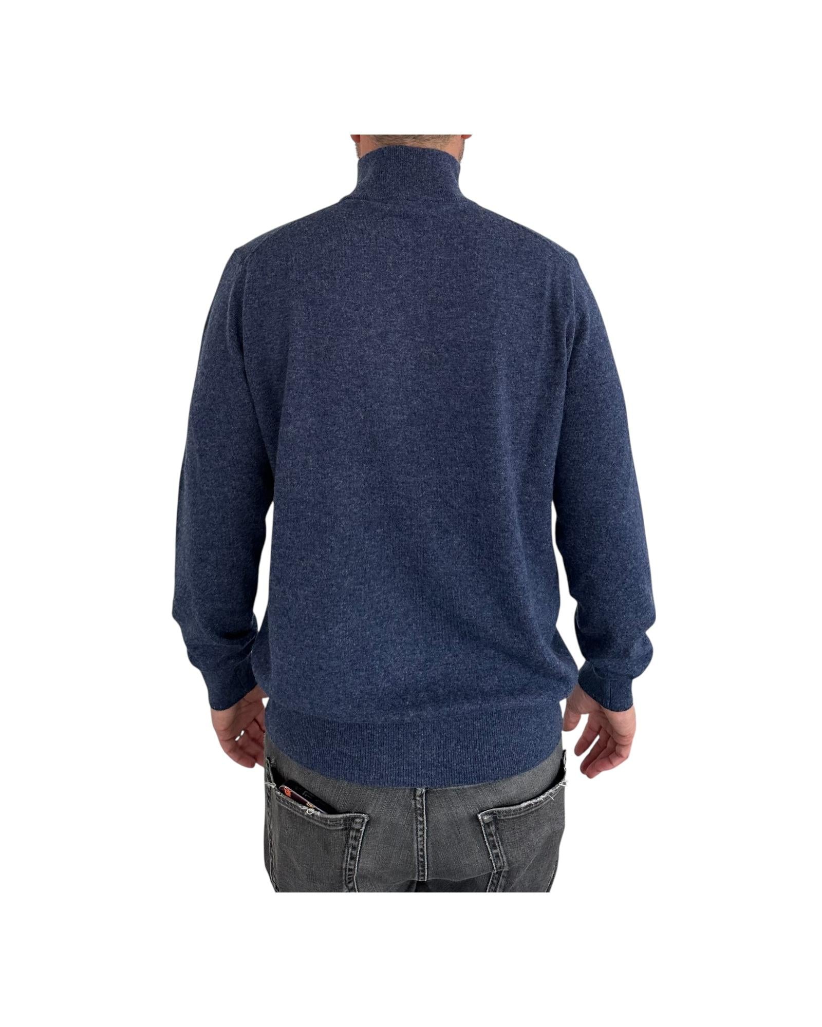 Lupetto con zip in lana e cashmere Denim 87005 233 CAVALIERI MILANO 