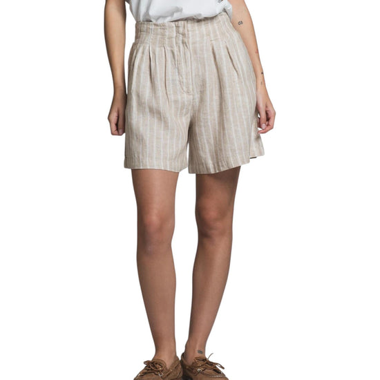 Short in lino a righe Beige MAYA LNSC93 IMPURE 