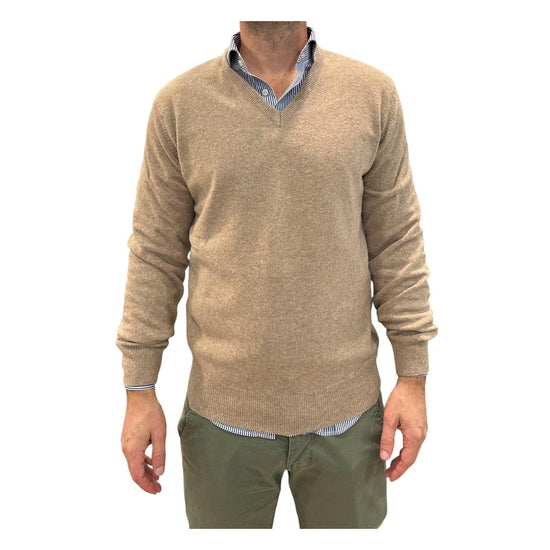 Maglione scollo a V Beige 15056 132 RETOIS 