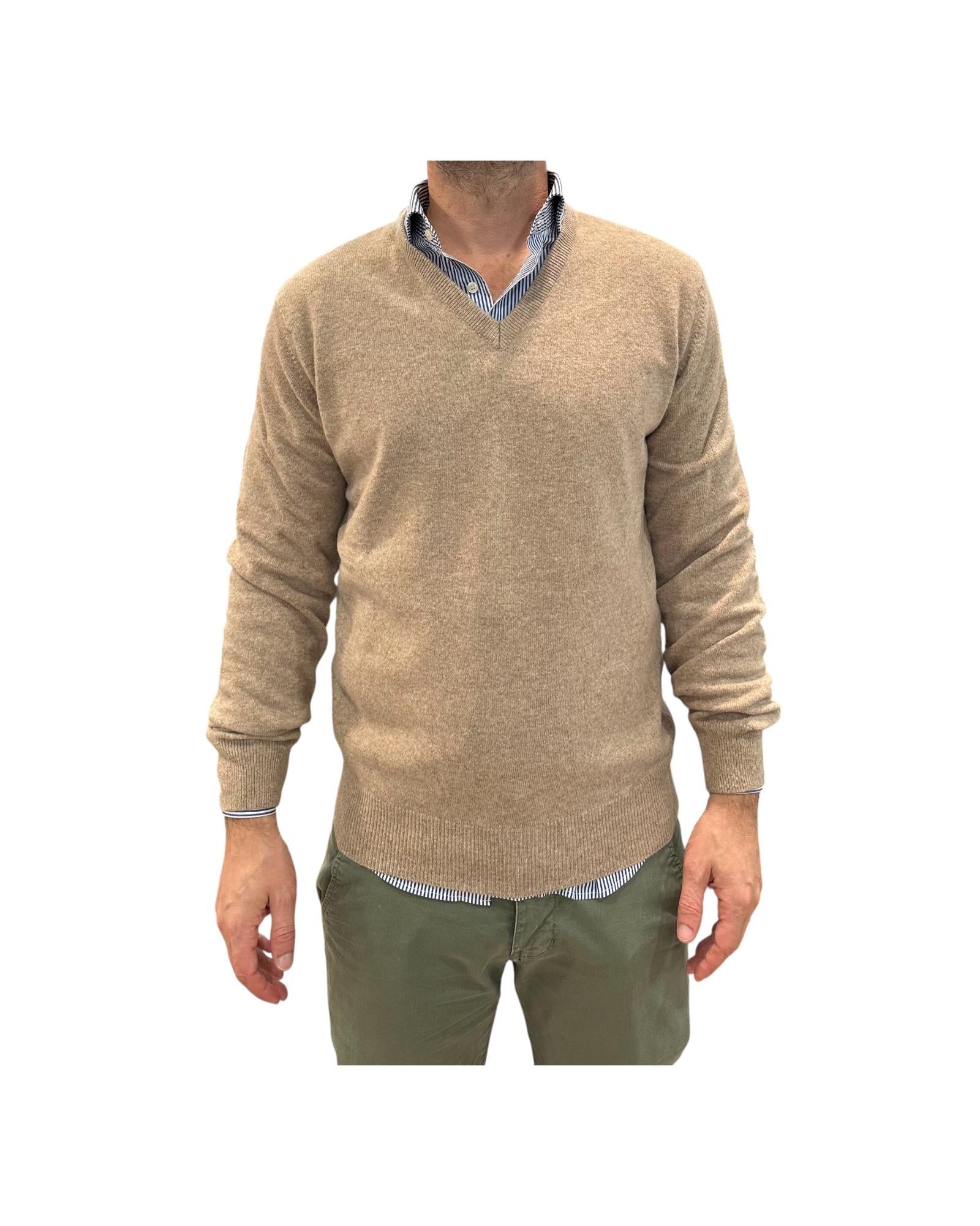 Maglione scollo a V Beige 15056 132 RETOIS 