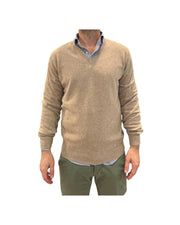 Maglione scollo a V Beige