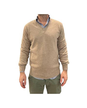 Maglione scollo a V Beige 15056 132 RETOIS 
