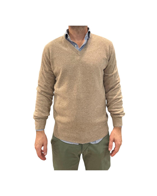Maglione scollo a V Beige 15056 132 RETOIS 