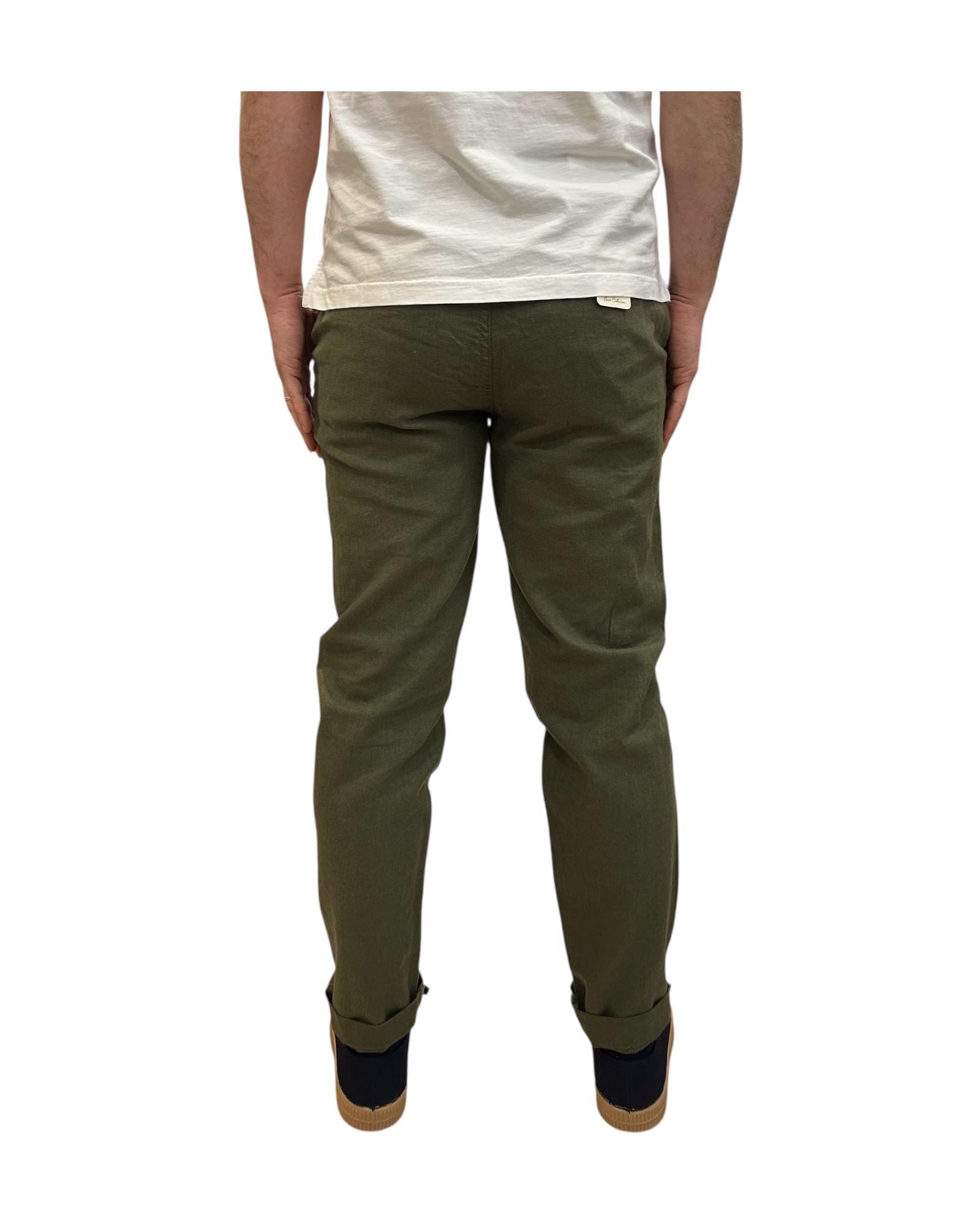 Pantalone misto lino Herringbone Dark green MILES102 MLNC04 IMPURE 