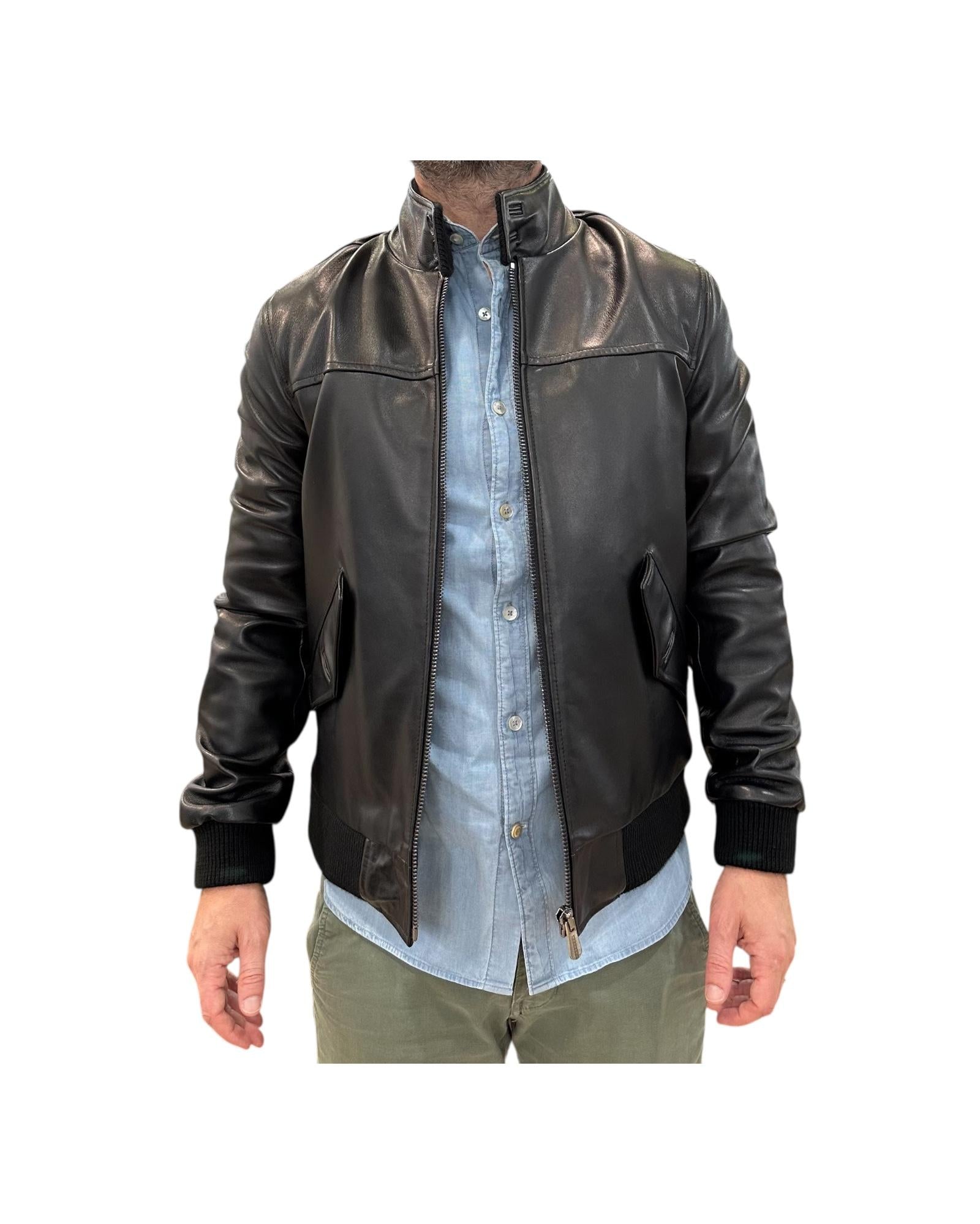 Giubbotto Bjon in nappa Nero BJON NAPPA NERO BLUsotto 